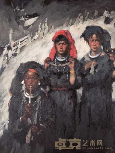 陈世宁 1996年作 佤山山寨里的女人们 146×111cm